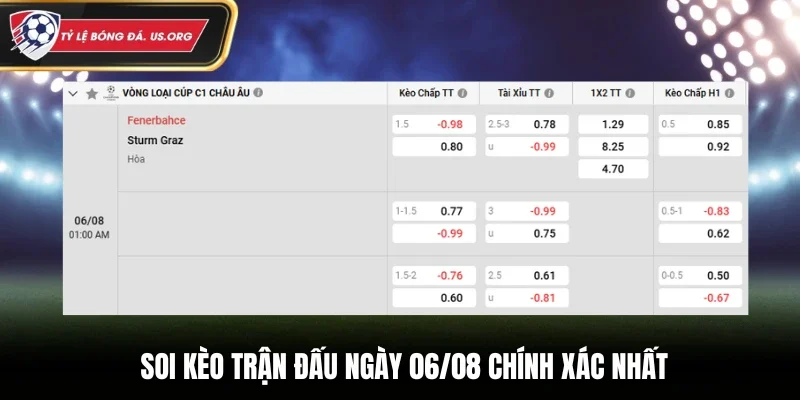 Soi kèo trận đấu Fenerbahce vs Sturm Graz ngày 06/08 chính xác nhất